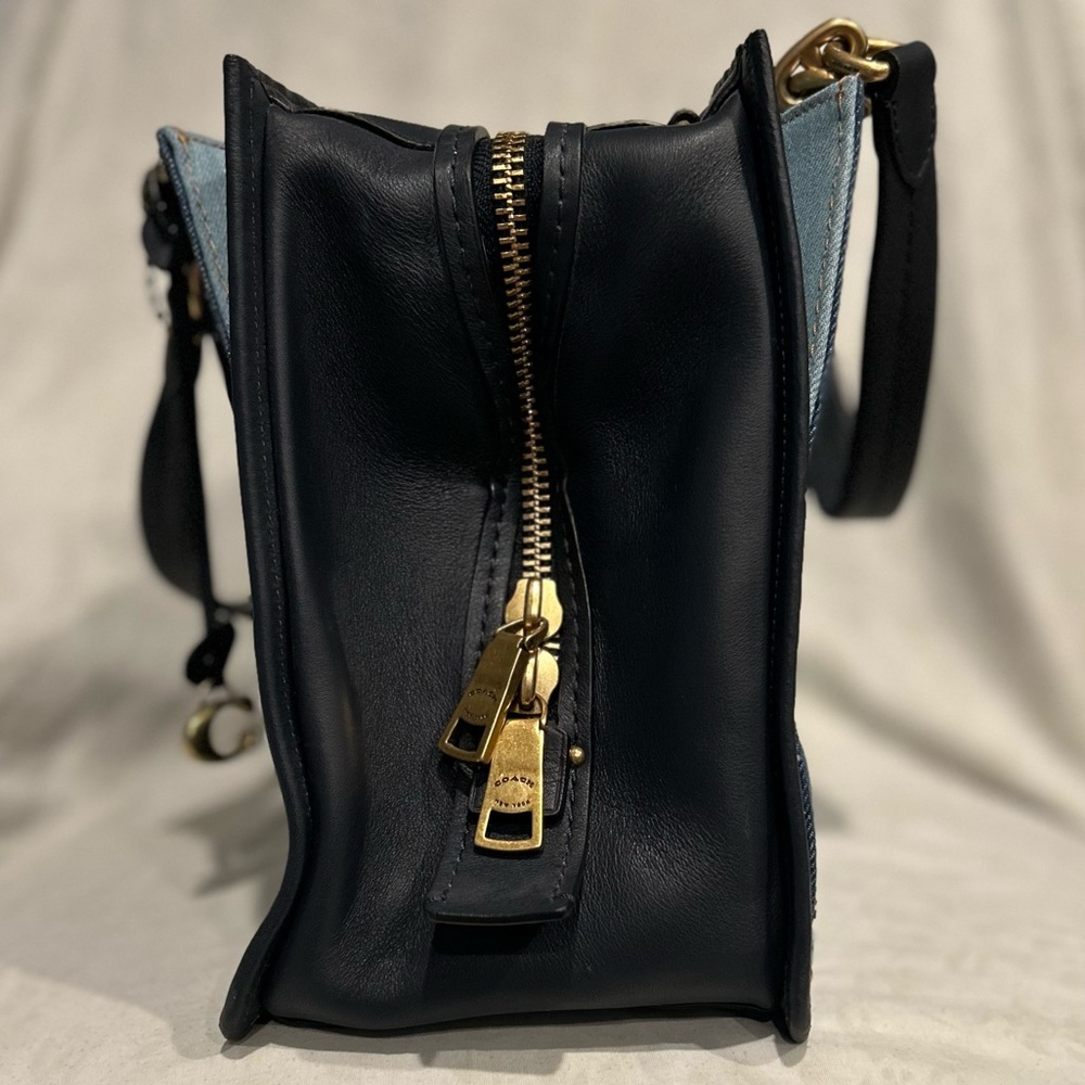 Coach Two-Tone Denim Shoulder Bag with Gold Hardware - Picture 4 of 8